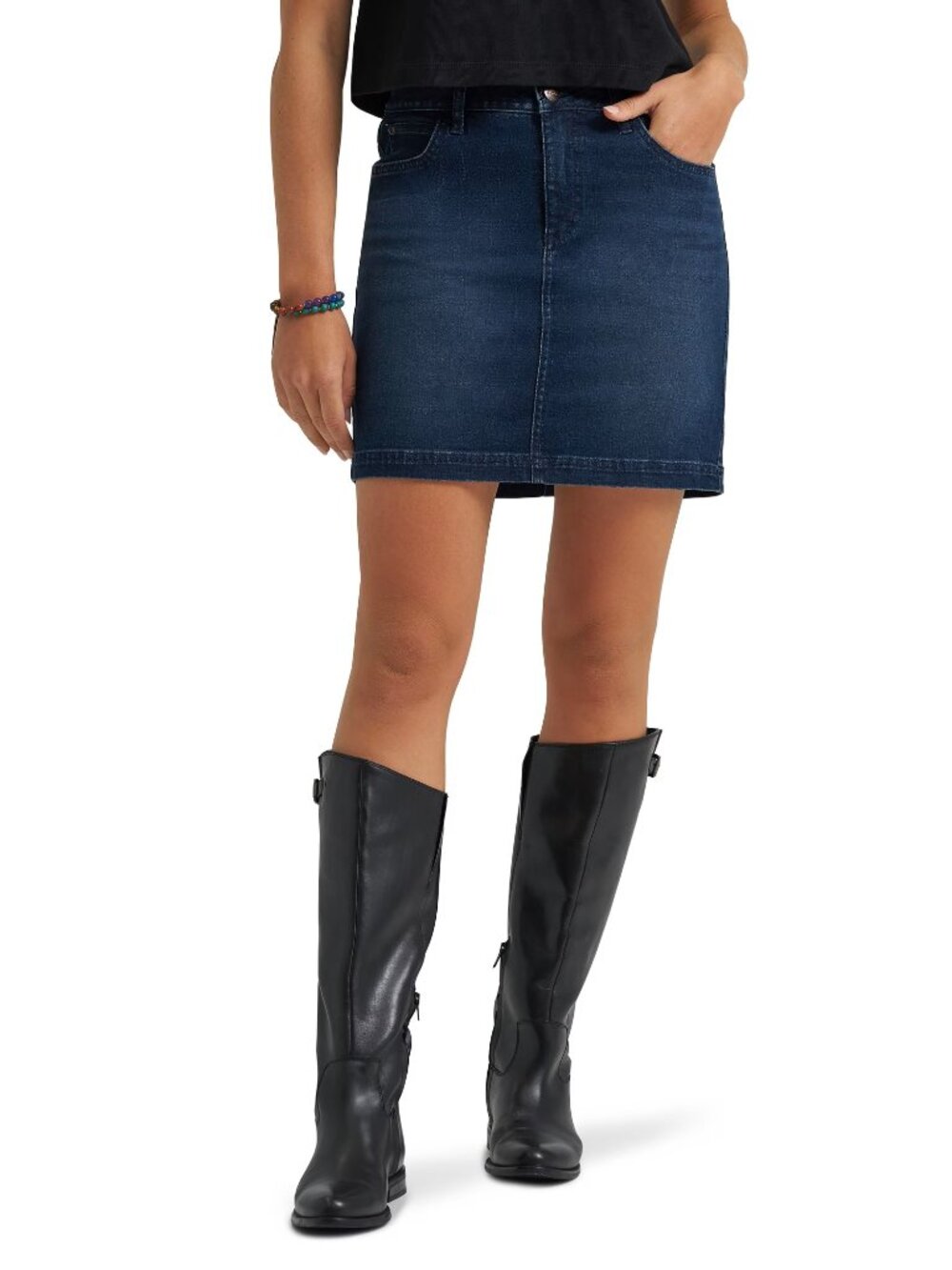 New Women's Lee Denim Mid Rise Skort Size 8 Dark Form Wash